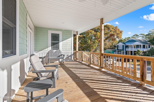 wooden deck with covered porch