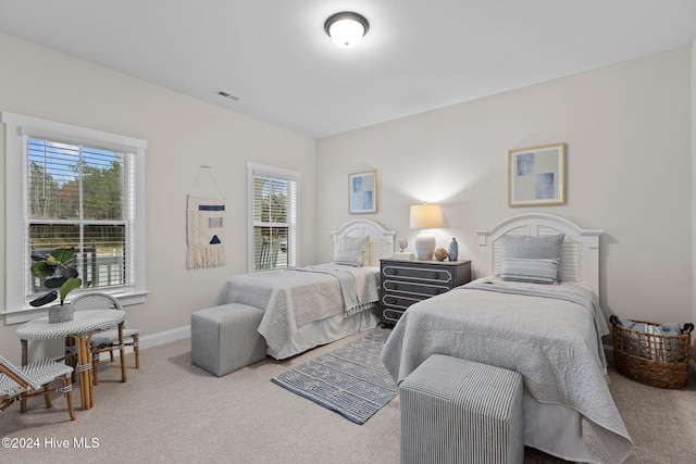 bedroom featuring carpet flooring and multiple windows