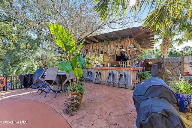 view of patio / terrace featuring grilling area and exterior bar