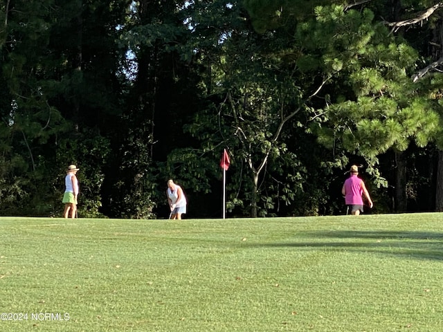 view of property's community featuring a lawn