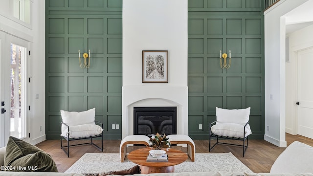 living area featuring dark hardwood / wood-style flooring