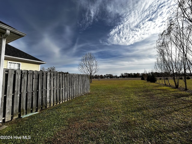 view of yard with a rural view