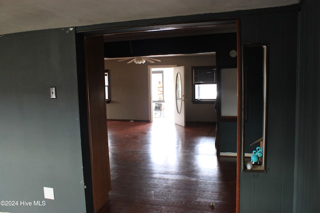 corridor with dark wood-type flooring