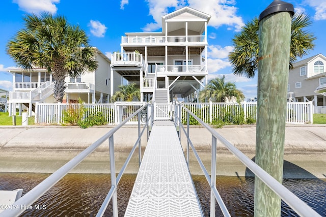 exterior space with a water view