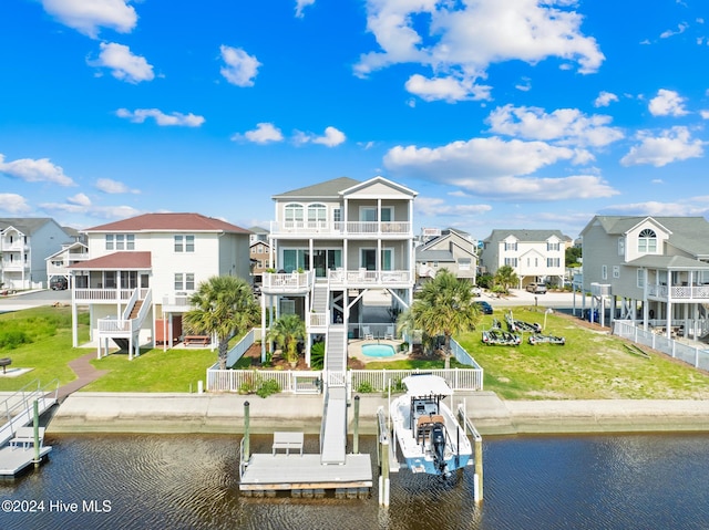 dock area featuring a water view