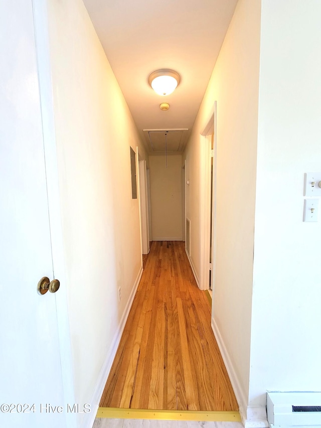 hall featuring light wood-type flooring