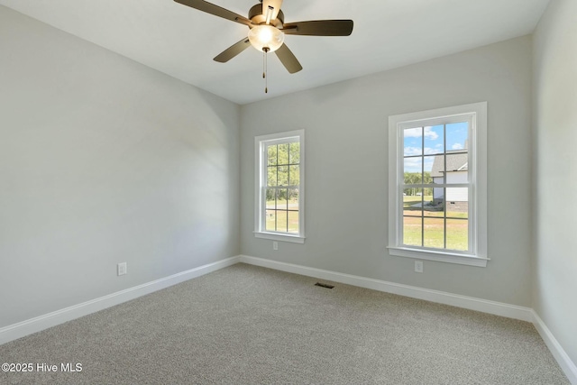 unfurnished room with carpet floors, baseboards, and a healthy amount of sunlight