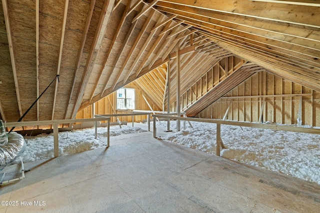view of unfinished attic