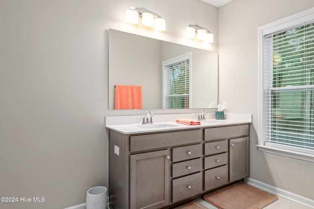 bathroom featuring a wealth of natural light and vanity