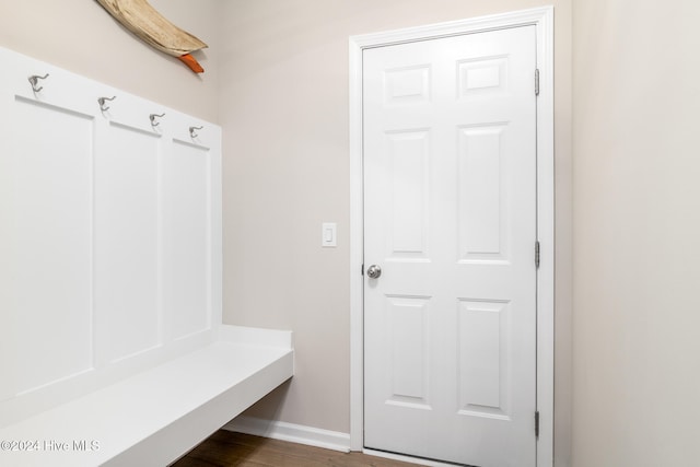 mudroom with hardwood / wood-style floors