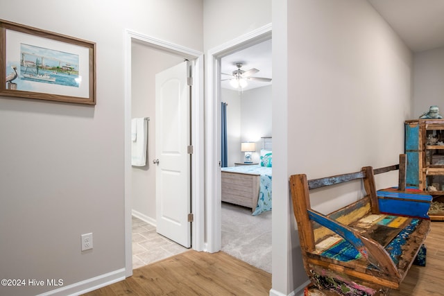 hall featuring light hardwood / wood-style flooring