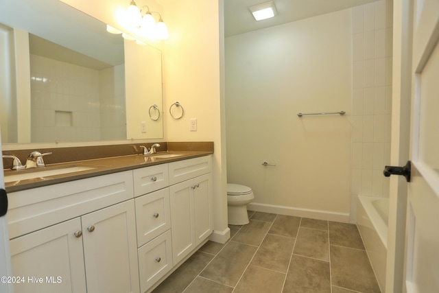 bathroom with tile patterned floors, toilet, and vanity