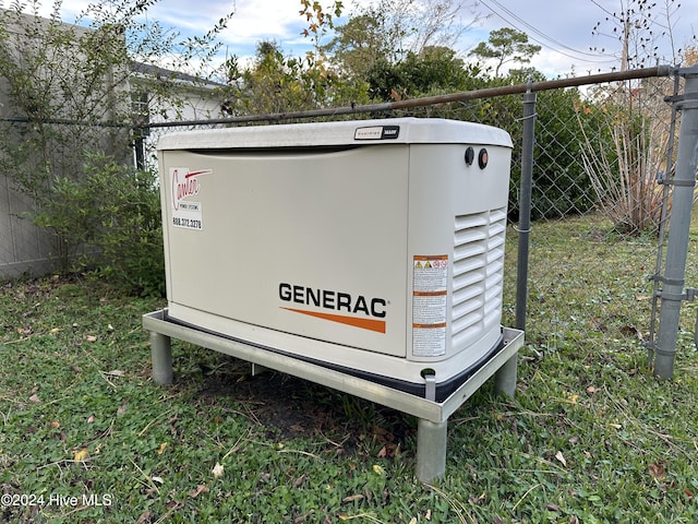 exterior details with fence and a power unit