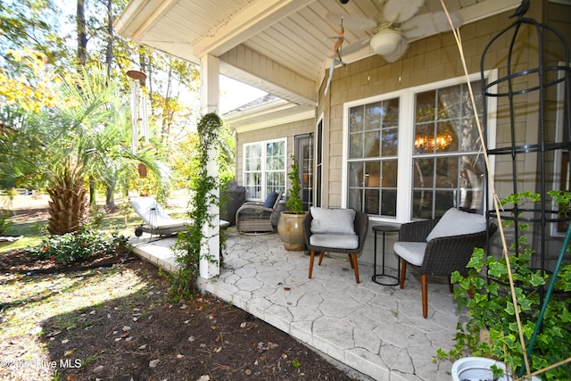 view of patio / terrace with ceiling fan