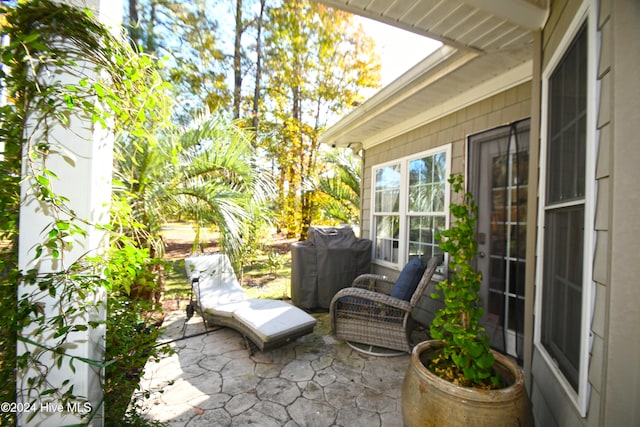 view of patio / terrace featuring a grill