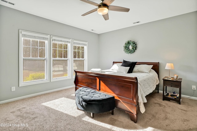 bedroom with carpet flooring and ceiling fan