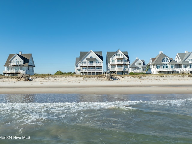 property view of water with a beach view