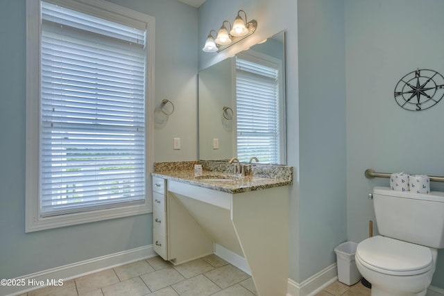4316 Island Dr, North Topsail Beach, NC 28460 - bathroom with vanity, baseboards, toilet, and tile patterned flooring