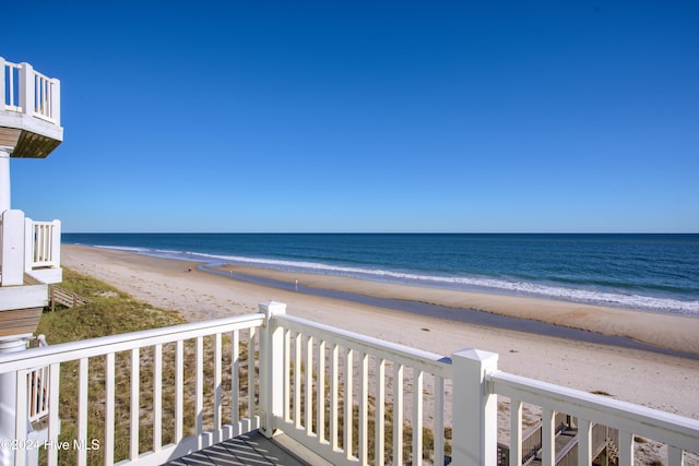 view of water feature featuring a beach view