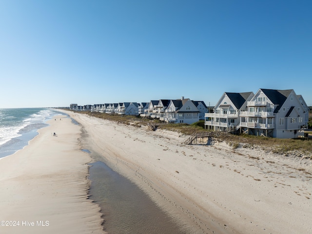 property view of water with a beach view