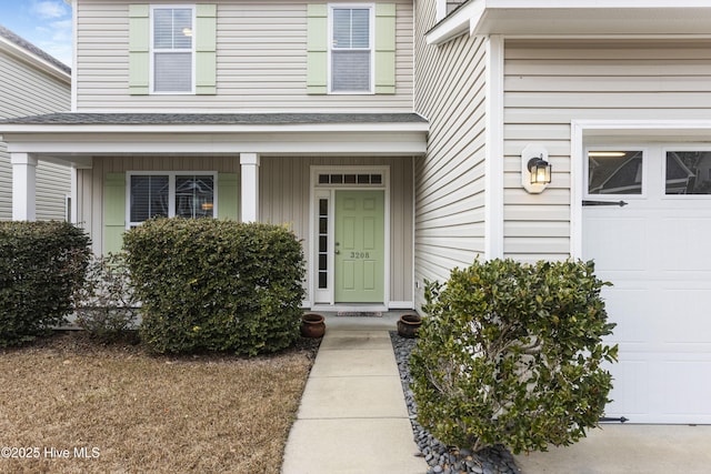 property entrance featuring a garage