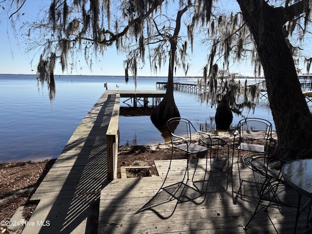 view of dock featuring a water view