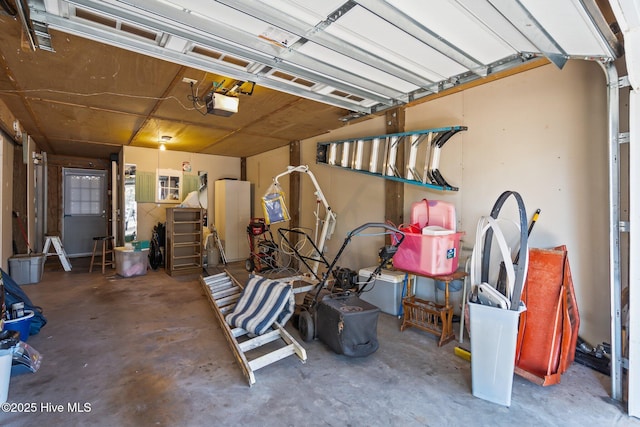 garage with a garage door opener