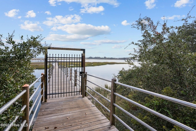 view of dock featuring a water view