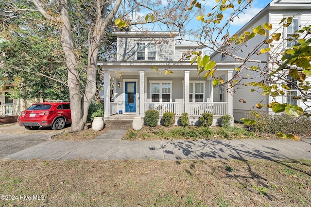 view of front facade featuring covered porch