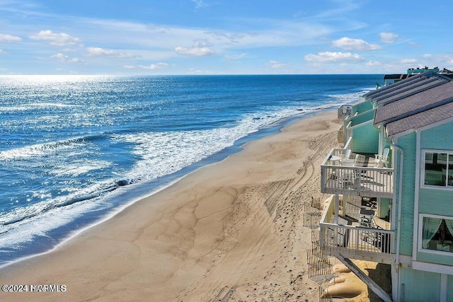 view of water feature featuring a beach view