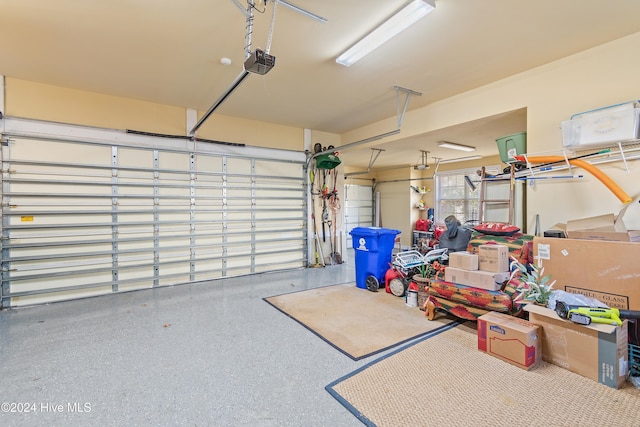 garage with a garage door opener