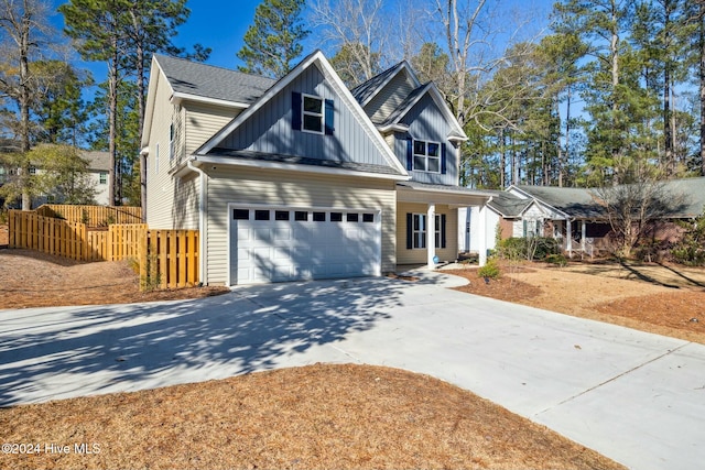 view of front of property featuring a garage