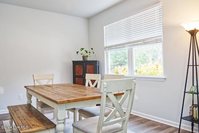 dining room with hardwood / wood-style flooring