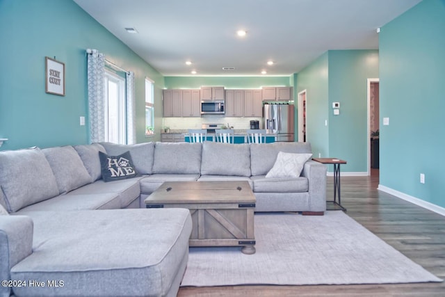 living room featuring hardwood / wood-style flooring