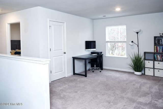 office with light colored carpet