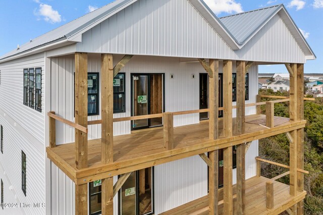 wooden deck with elevator