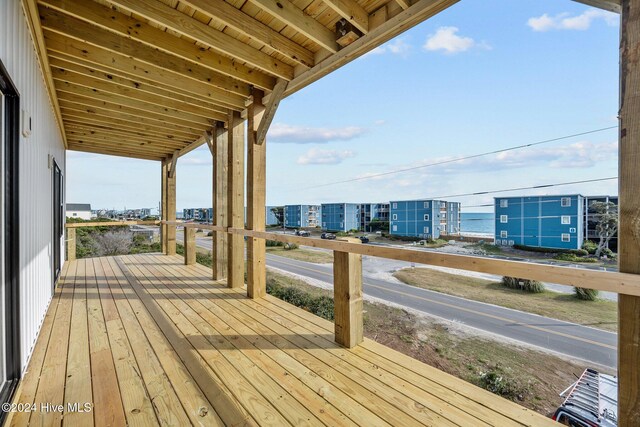 deck with a water view