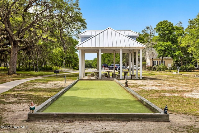 view of community with a gazebo and a lawn