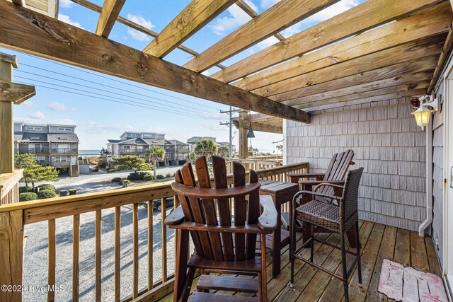 deck with a water view