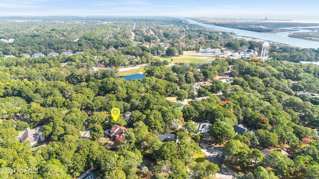 bird's eye view featuring a water view