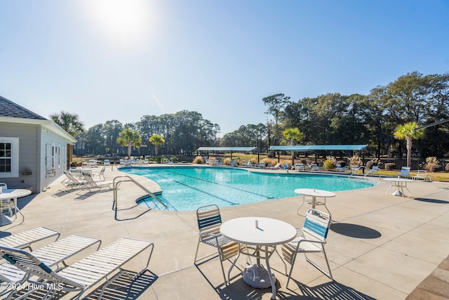 view of pool featuring a patio area