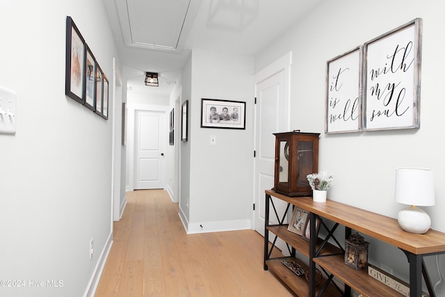 hall featuring light wood-type flooring