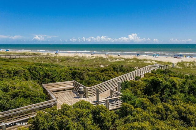 view of water feature featuring a beach view