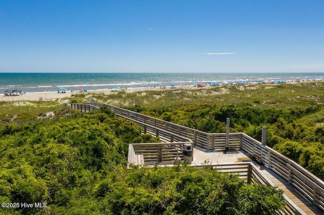 property view of water with a beach view