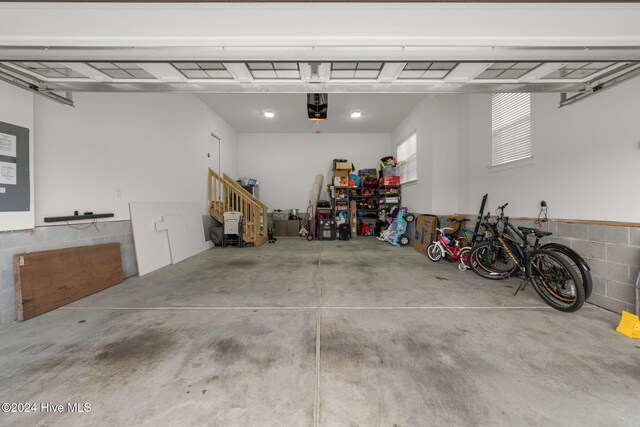 garage with a garage door opener