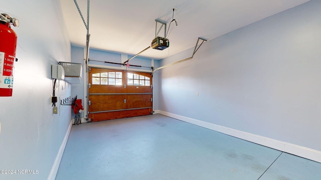 garage with a garage door opener