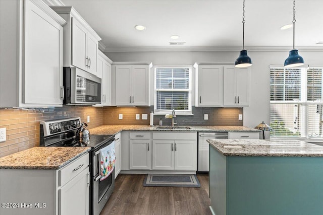 kitchen with white cabinetry, stainless steel appliances, and sink