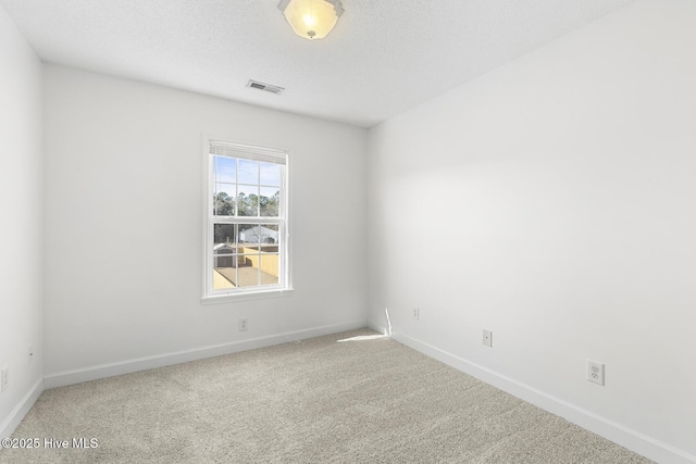 empty room featuring carpet and a textured ceiling