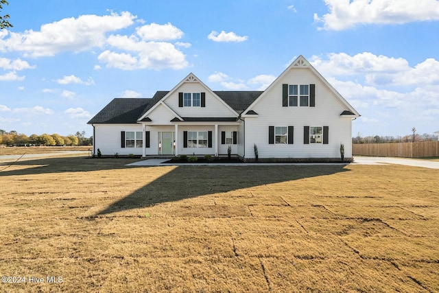 view of front of home with a front lawn