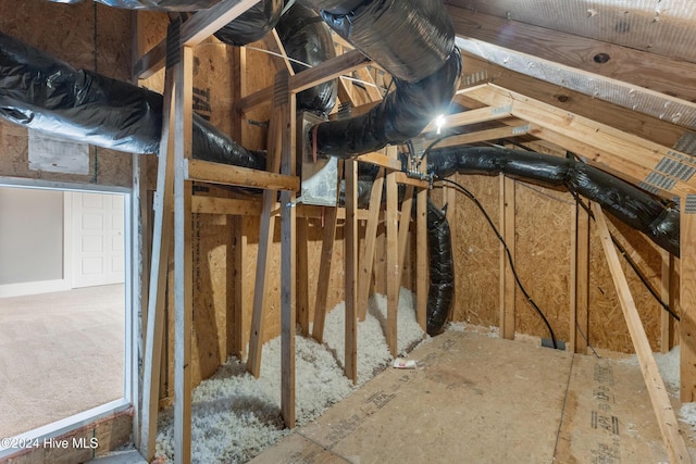 view of unfinished attic